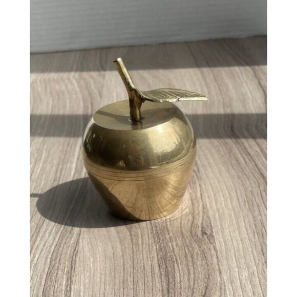 Vintage Brass Apple Shaped Bell With Leaf And Stem - Picture 9 of 12